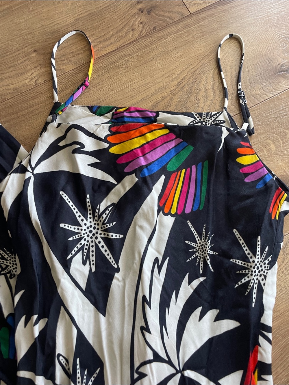 FARM Rio Black Maxi Dress with Cream Floral and Rainbow Motifs - Picture 6 of 6